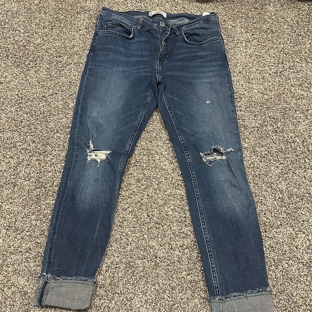 Zara denim cuffed jeans